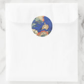 Sticker Rond Fleurs et oiseaux, Hokusai (Sac)