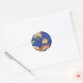 Sticker Rond Fleurs et oiseaux, Hokusai (Enveloppe)