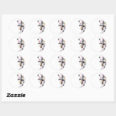 Sticker Rond Fleurs et oiseaux japonais (Feuille)