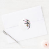 Sticker Rond Fleurs et oiseaux japonais (Enveloppe)
