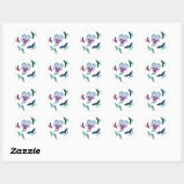 Sticker Rond Fleurs et papillons. (Feuille)