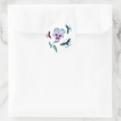 Sticker Rond Fleurs et papillons. (Sac)