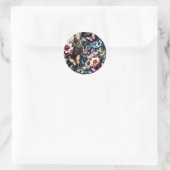 Sticker Rond Fleurs et papillons de printemps antiques (Sac)