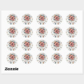 Sticker Rond Fleurs et Plumes (Feuille)