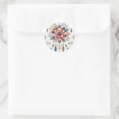 Sticker Rond Fleurs et Plumes (Sac)