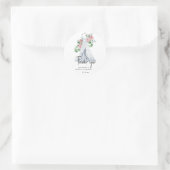 Sticker Rond Fleurs et verdure - merci baby shower  (Sac)