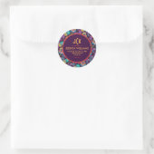 Sticker Rond Fleurs exotiques colorées Arrière - plan noir (Sac)