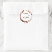 Sticker Rond Fleurs exotiques en terre cuite Boho Mariage botan (Sac)