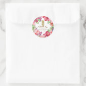 Sticker Rond Fleurs exotiques tropicales et ananas doré élégant (Sac)