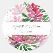 Sticker Rond Fleurs Fleur Fleur Art original Aquarelle Monogram (Devant)