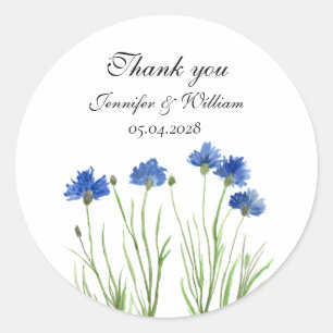 Sticker Rond Fleurs Fleurs sauvages de Cornflowers Mariage d'aq