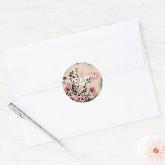 Sticker Rond Fleurs florales (Enveloppe)