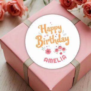 Sticker Rond Fleurs florales Bonne manipulation d'anniversaire