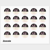 Sticker Rond Fleurs florales de cerisier rose noir (Feuille)
