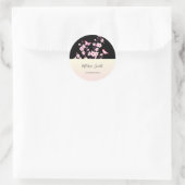 Sticker Rond Fleurs florales de cerisier rose noir (Sac)