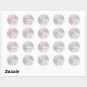 Sticker Rond Fleurs florales de cerisiers Argent rose (Feuille)