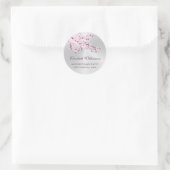 Sticker Rond Fleurs florales de cerisiers Argent rose (Sac)