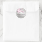 Sticker Rond Fleurs florales de cerisiers Argent rose (Sac)