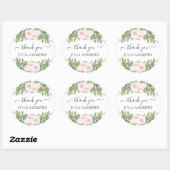 Sticker Rond Fleurs florales "Merci !" spécifiques au client, b (Feuille)