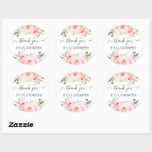 Sticker Rond Fleurs florales "Merci !" spécifiques au client, b (Feuille)