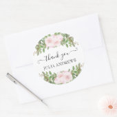 Sticker Rond Fleurs florales "Merci !" spécifiques au client, m (Enveloppe)
