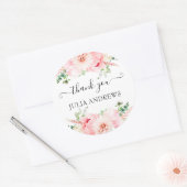 Sticker Rond Fleurs florales "Merci !" spécifiques au client, m (Enveloppe)