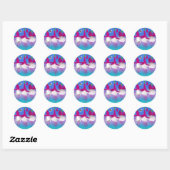 Sticker Rond Fleurs Fuchsia (Feuille)