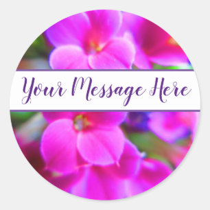 Sticker Rond Fleurs gaies vives Pink Magenta Purple Personnalis