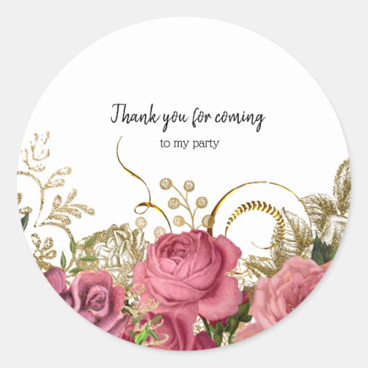 Sticker Rond Fleurs glam chic modernes pour toutes les occasion (Devant)
