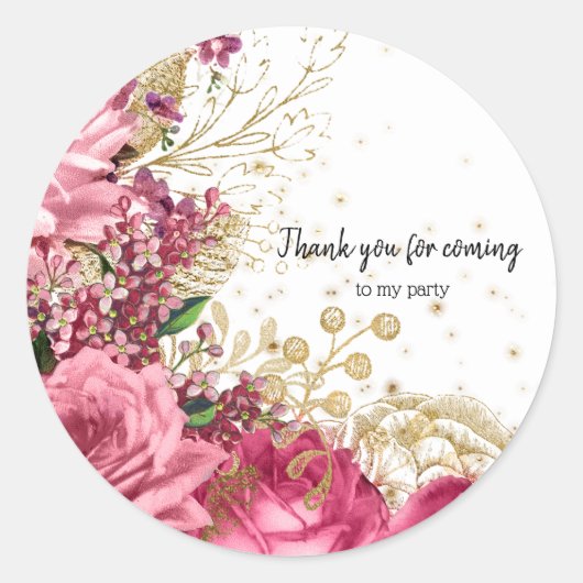 Sticker Rond Fleurs glam chic modernes pour toutes les occasion (Devant)