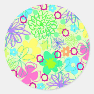 Sticker Rond Fleurs graphiques