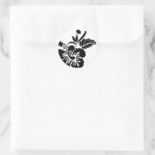Sticker Rond Fleurs hawaïennes noires et blanches (Sac)
