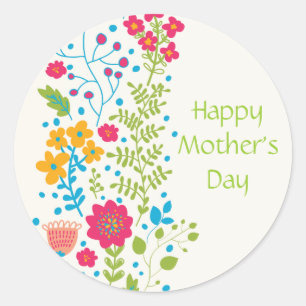 Sticker Rond Fleurs heureuses de ressort du jour de mère