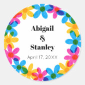 Sticker Rond Fleurs hippies brillantes et audacieuses Mariage d (Devant)