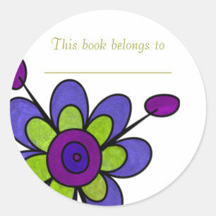 Sticker Rond Fleurs Indigo & Green Fun