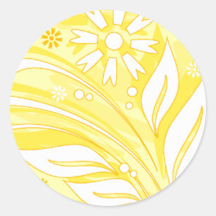 Sticker Rond fleurs jaunes