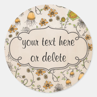 Sticker Rond fleurs jaunes blanches sur rose