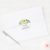 Sticker Rond Fleurs jaunes et blanches Jardin de printemps (Enveloppe)