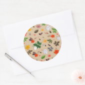 Sticker Rond Fleurs jaunes et roses blanches 17 (Enveloppe)