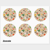 Sticker Rond Fleurs jaunes et roses blanches 17 (Feuille)
