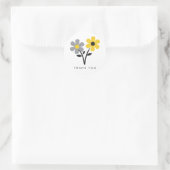 Sticker Rond Fleurs jaunes, gris et noires (Sac)