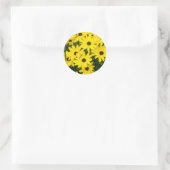 Sticker Rond Fleurs Jaunes Lumineuses (Sac)