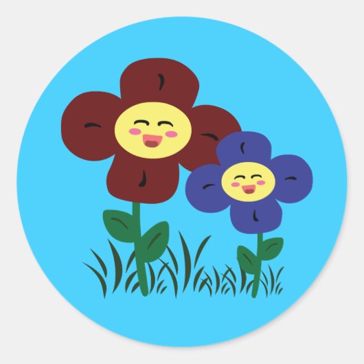 Sticker Rond Fleurs Kawaii (Devant)