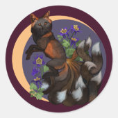 Sticker Rond Fleurs Kitsune et Columbine (Devant)