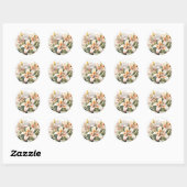 Sticker Rond Fleurs Lys Douces Sur Blanc (Feuille)