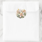 Sticker Rond Fleurs Lys Douces Sur Blanc (Sac)