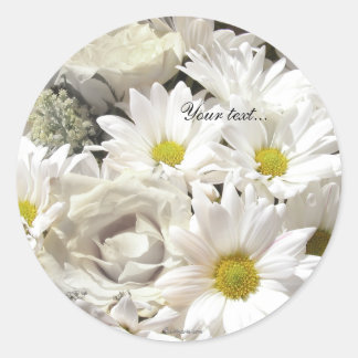 Sticker Rond Fleurs marguerites blanches Enveloppes personnalis
