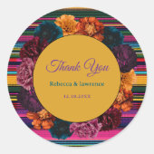 Sticker Rond Fleurs mexicaines modernes mariage jaune (Devant)