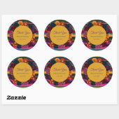 Sticker Rond Fleurs mexicaines modernes mariage jaune (Feuille)