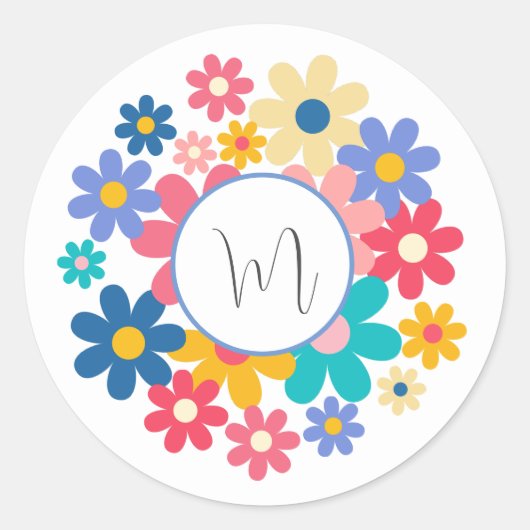 Sticker Rond Fleurs mignonnes (Devant)